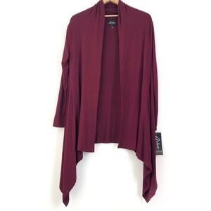 NWT Artex Burgundy Waterfall Knee Length Cardigan